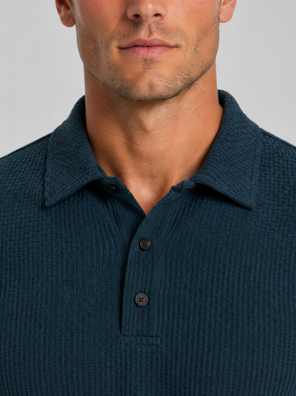 Men's Short-Sleeve Textured Knit Polo Shirt | Smart Casual