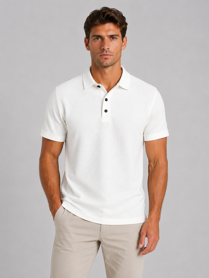 Men's Short-Sleeve Textured Knit Polo Shirt | Smart Casual