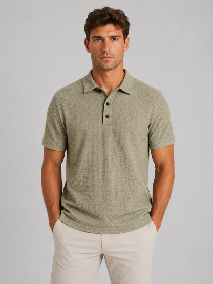 Men's Short-Sleeve Textured Knit Polo Shirt | Smart Casual