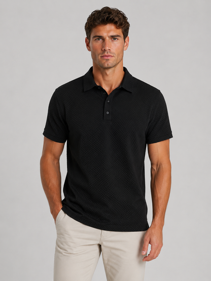Men's Short-Sleeve Textured Knit Polo Shirt | Smart Casual