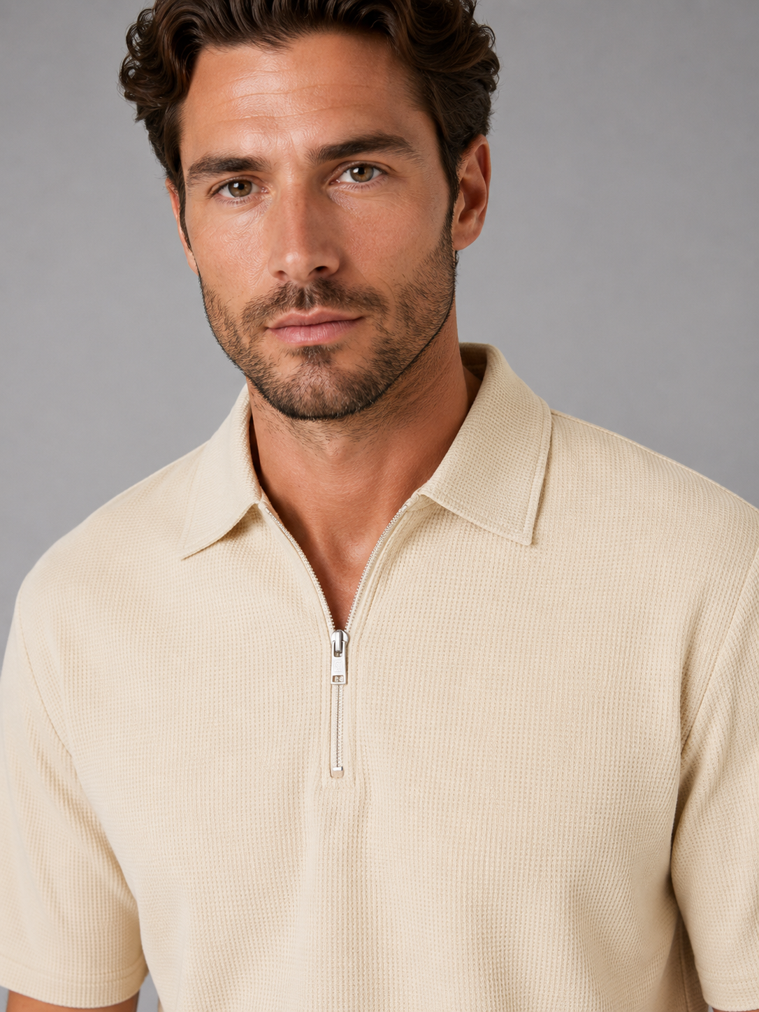 Men’s Quarter Zip Polo and Relaxed Fit Trousers | 2-Piece Set