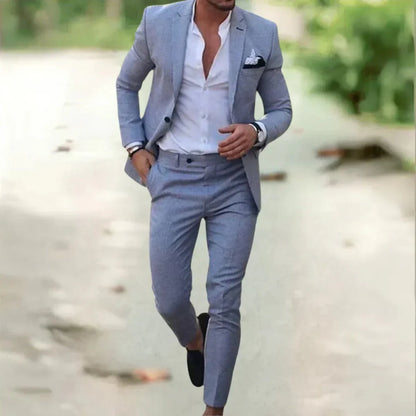 Men’s Two-Piece Slim Fit Linen Suit | Breathable