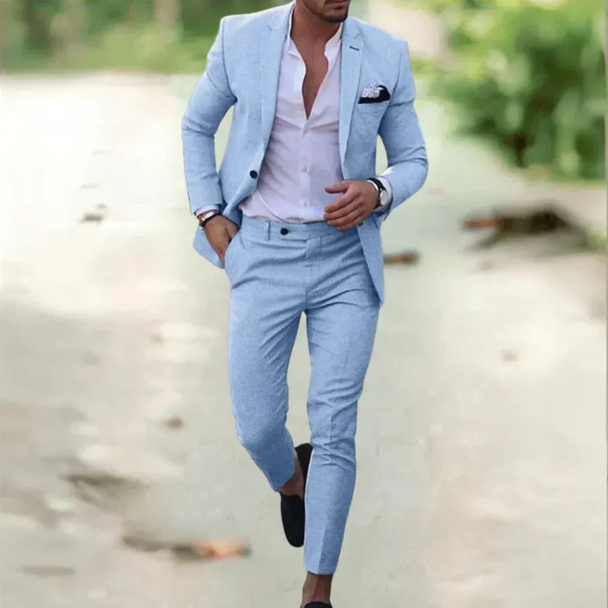Men’s Two-Piece Slim Fit Linen Suit | Breathable