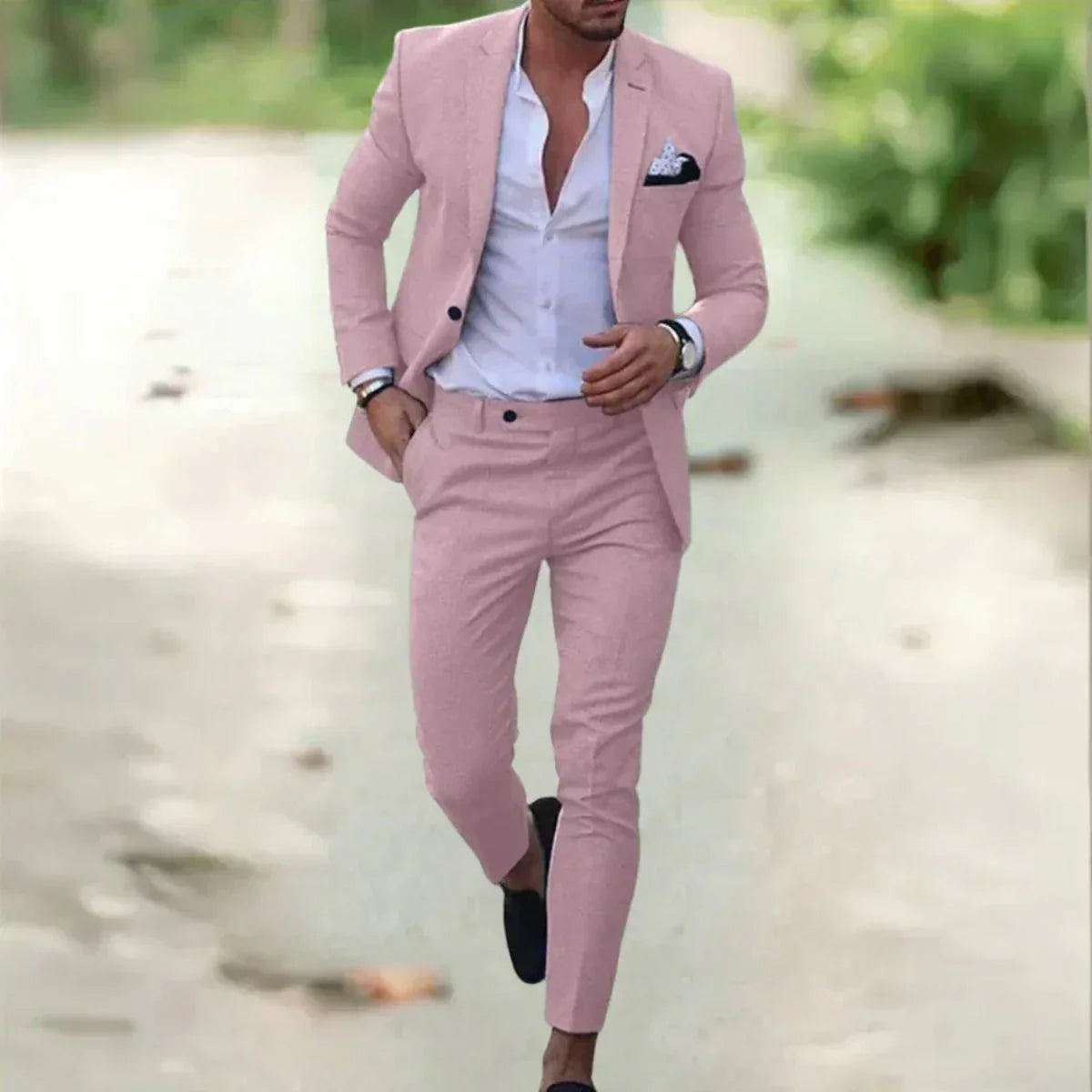 Men’s Two-Piece Slim Fit Linen Suit | Breathable