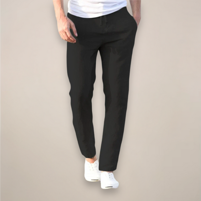 Men's Casual Straight-Leg Linen Trousers | Long
