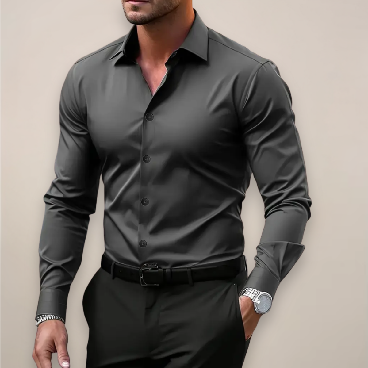 Men's Formal Button-Down Long Sleeve Shirt | Slim Fit
