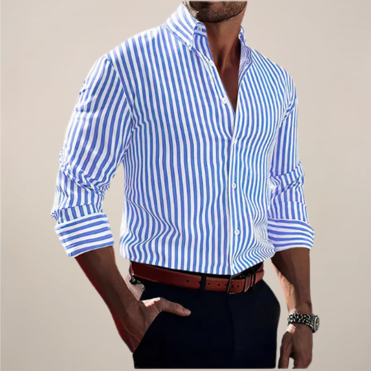Men’s Striped Long Sleeve Shirt | Casual