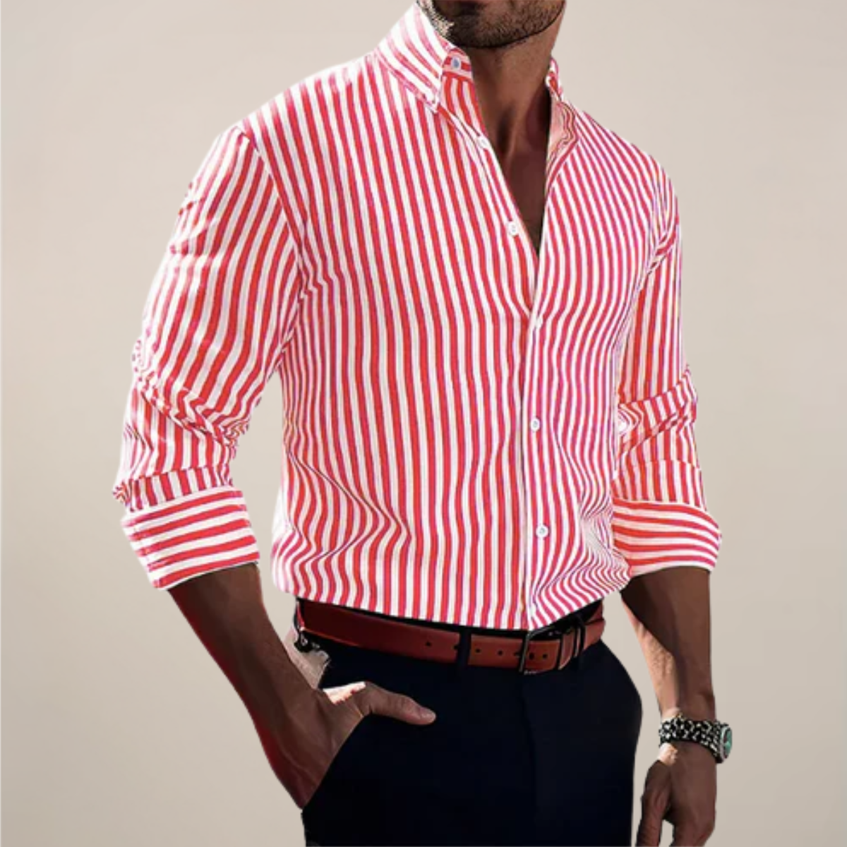 Men’s Striped Long Sleeve Shirt | Casual
