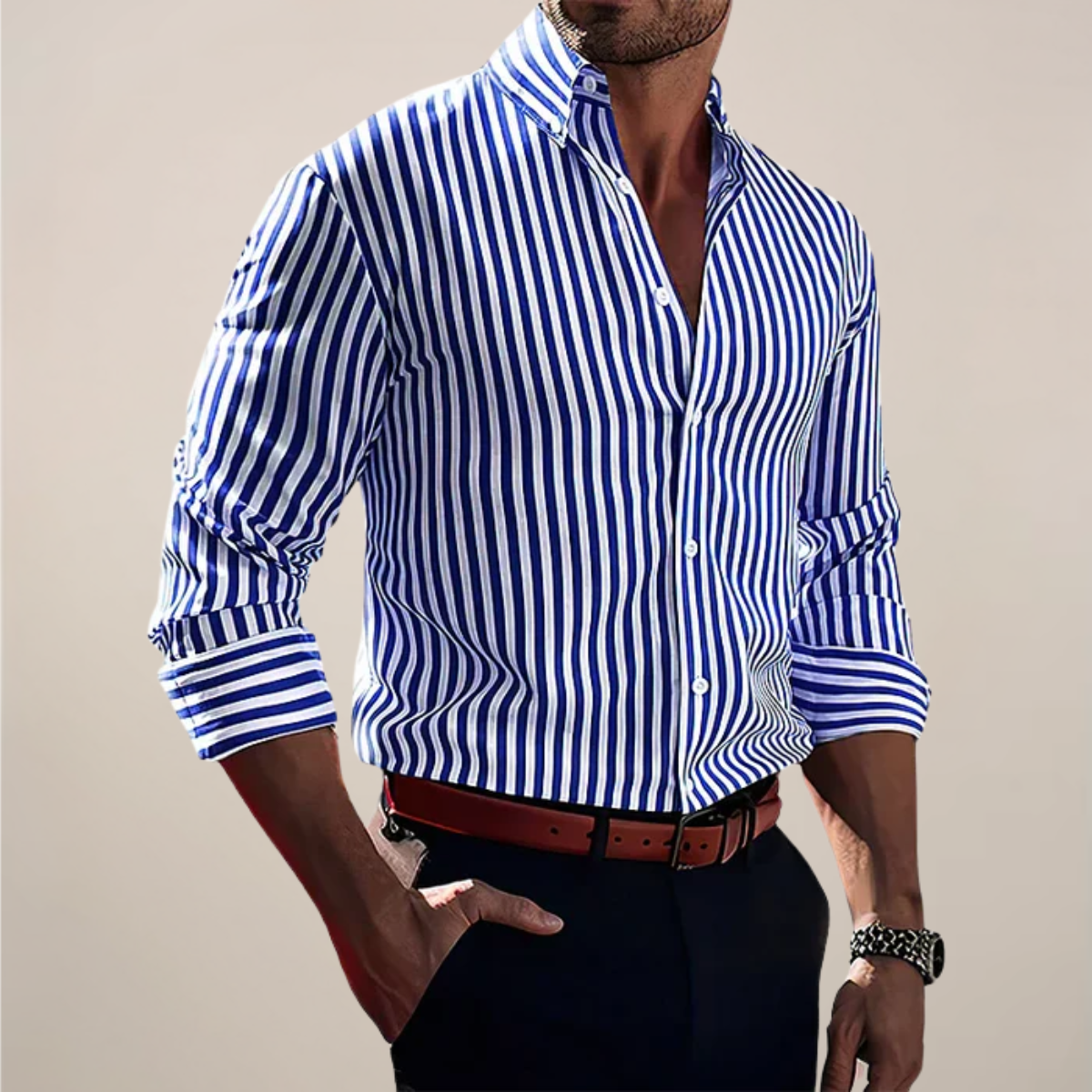 Men’s Striped Long Sleeve Shirt | Casual
