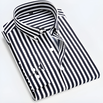 Men’s Striped Button-Up Shirt | Long Sleeves