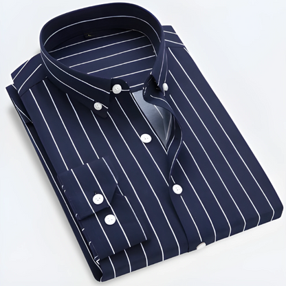 Men’s Striped Button-Up Shirt | Long Sleeves