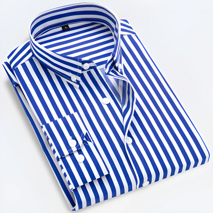 Men’s Striped Button-Up Shirt | Long Sleeves