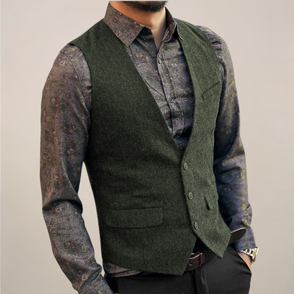 Men’s V-Neck Buttoned Vest | Formal