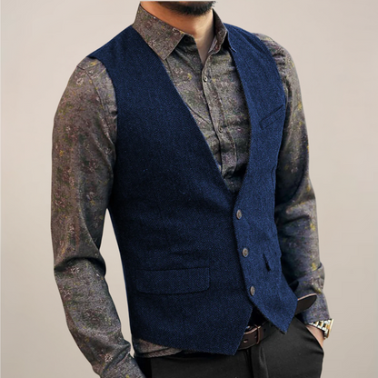 Men’s V-Neck Buttoned Vest | Formal