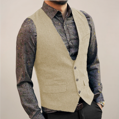 Men’s V-Neck Buttoned Vest | Formal