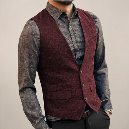 Men’s V-Neck Buttoned Vest | Formal