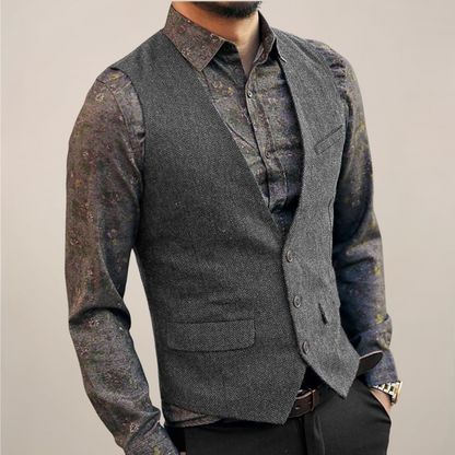 Men’s V-Neck Buttoned Vest | Formal