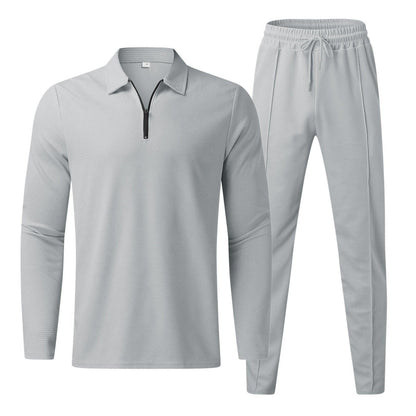 Men's Quarter-Zip Long Sleeve Polo and Pants Set | Lounge Set