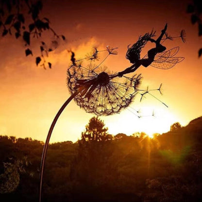 Outdoor Metal Fairy Garden Sculpture with Stake