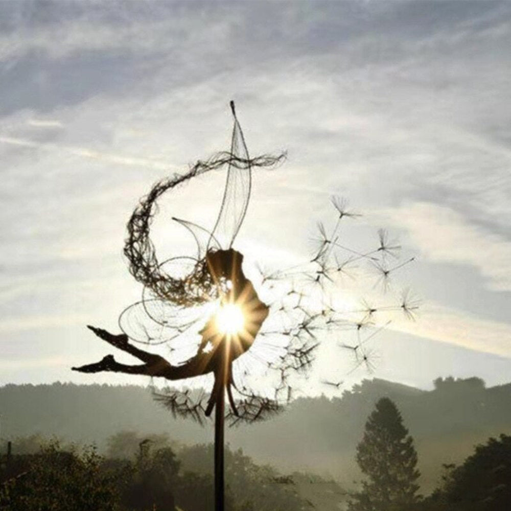 Outdoor Metal Fairy Garden Sculpture with Stake