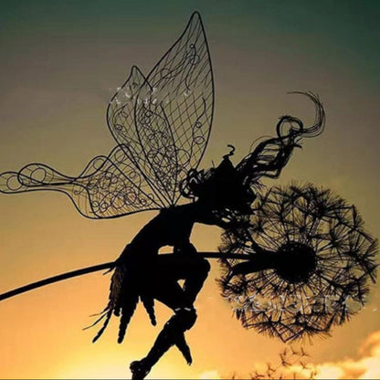Outdoor Metal Fairy Garden Sculpture with Stake