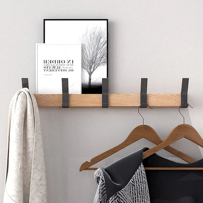 Wall Coat Rack with Adjustable Double Hooks | Scandinavian Design | Wood & Aluminum | Space-Saving & Modern