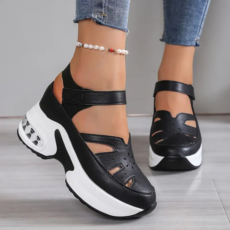 Women's Closed Toe Hollow Out Sporty Wedge Sandals | Platform