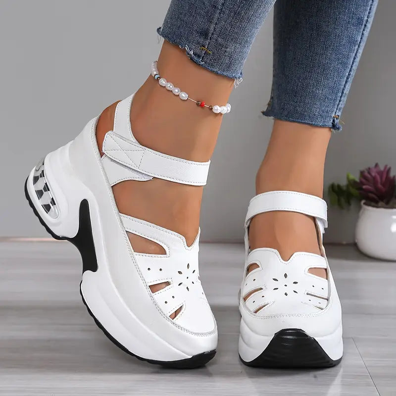 Women's Closed Toe Hollow Out Sporty Wedge Sandals | Platform