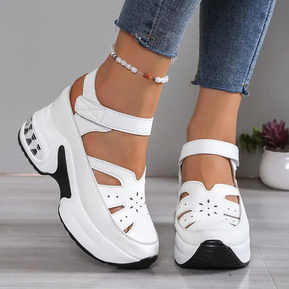 Women's Closed Toe Hollow Out Sporty Wedge Sandals | Platform