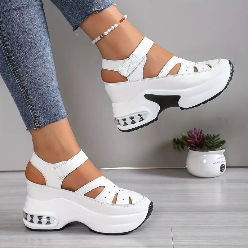 Women's Closed Toe Hollow Out Sporty Wedge Sandals | Platform