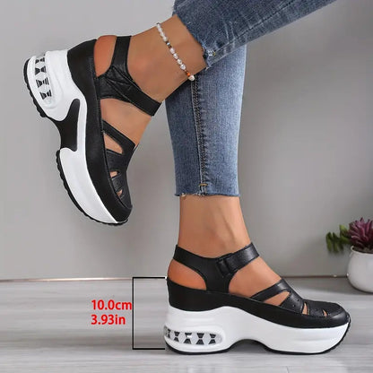 Women's Closed Toe Hollow Out Sporty Wedge Sandals | Platform