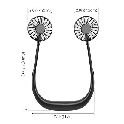Portable Hands-Free Rechargeable Neck Fan Cooling Device