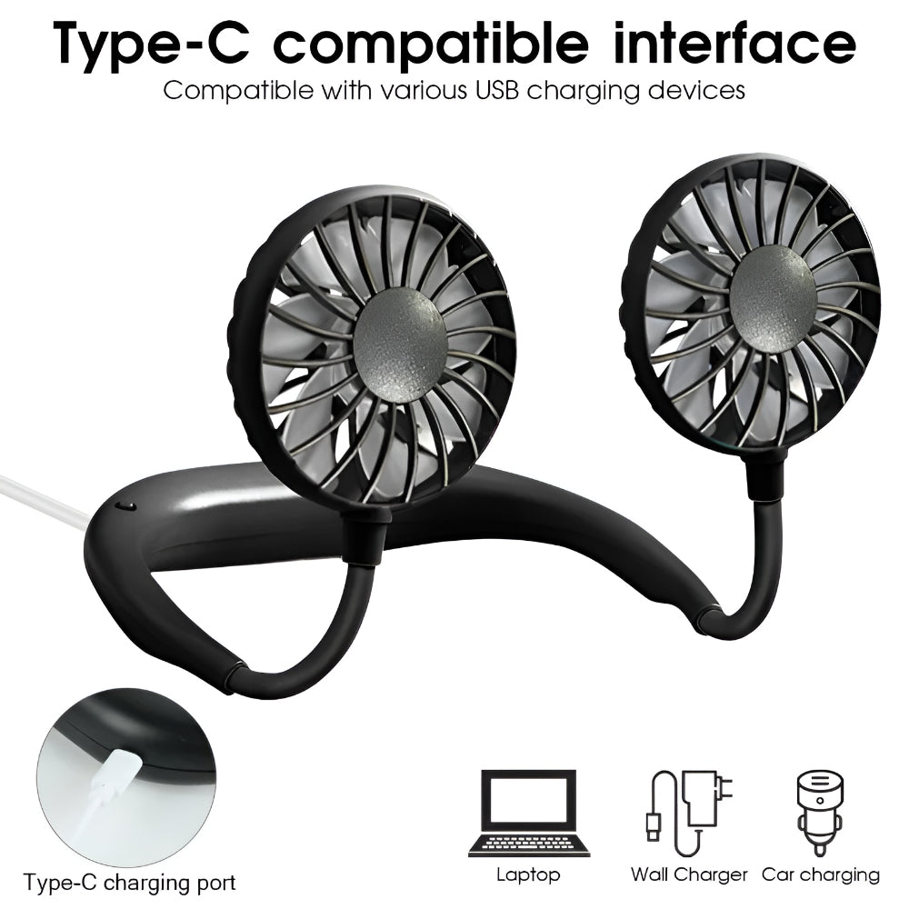 Portable Hands-Free Rechargeable Neck Fan Cooling Device