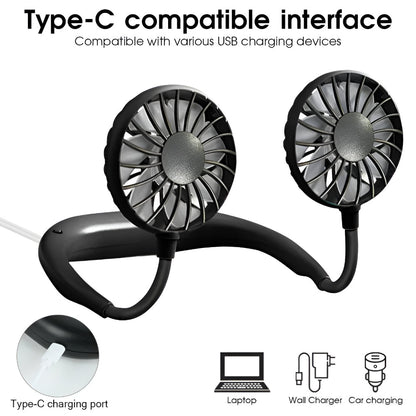 Portable Hands-Free Rechargeable Neck Fan Cooling Device