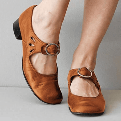 Women's Vintage Mary Jane Sandals | With Low Block Heel