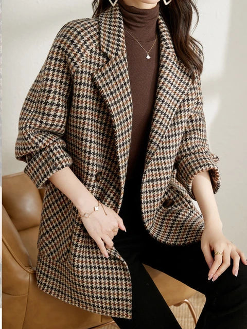 Women's Checkered Jacket | Button Style