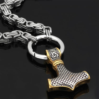 60–90 cm Stainless Steel Double Wolf Head & Hammer Survival Spirit Necklace/Bracelet