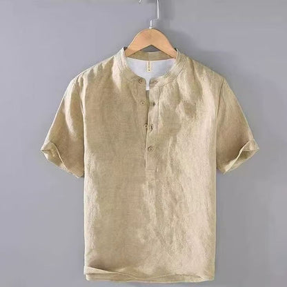 Men's Summer Casual Mandarin Collar Shirt | Short Sleeve