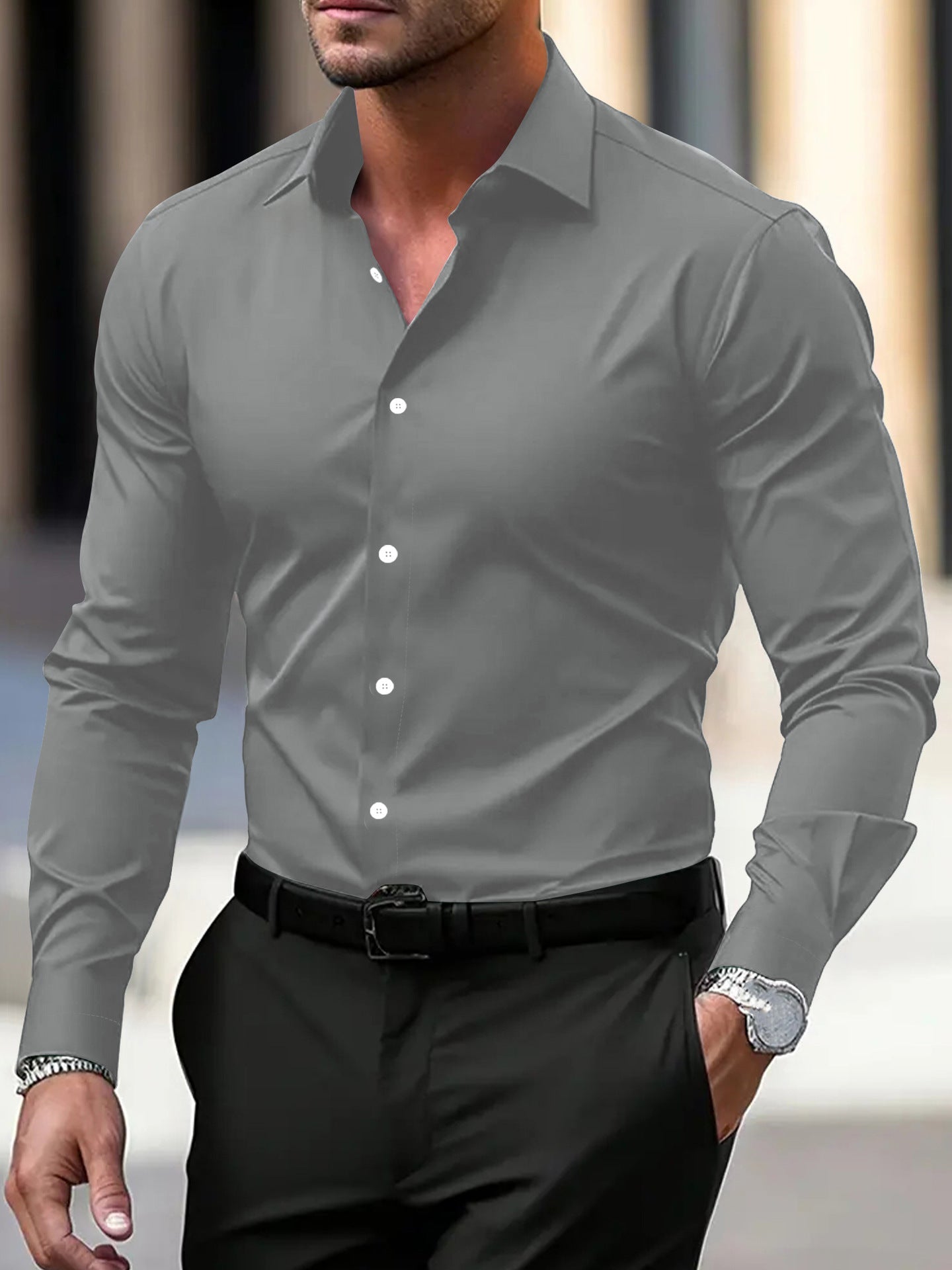Men's Smart Casual Collared Shirt | Long Sleeve
