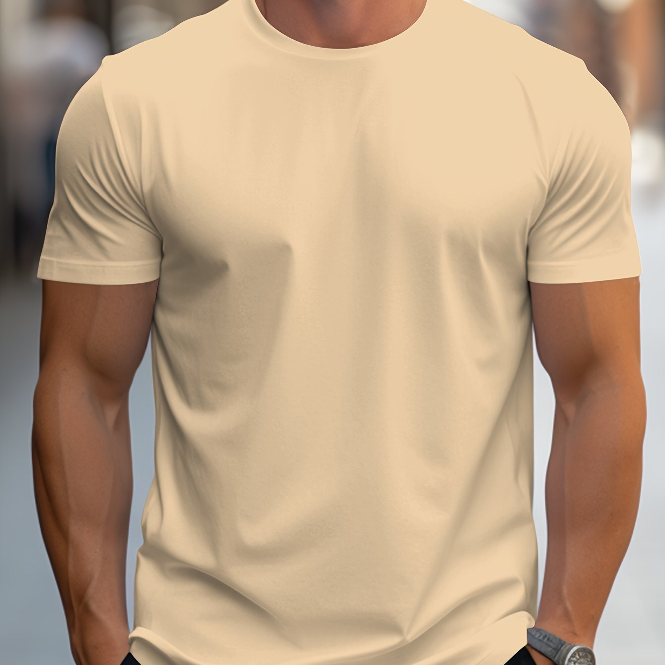 Men's Plain Crew Neck T-Shirt | Short Sleeve