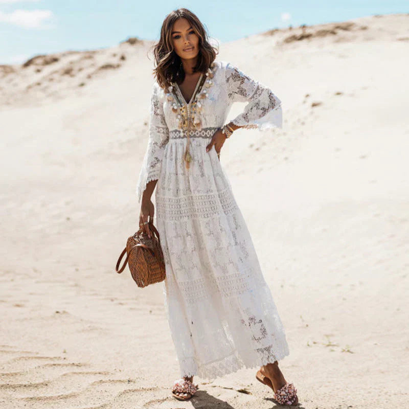 Women's Boho Summer Maxi Dress | Long Sleeve