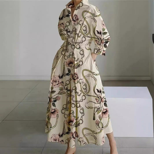Women’s Button-Down Long Sleeve Shirt Dress | Maxi