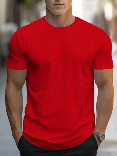 Men's Plain Crew Neck T-Shirt | Short Sleeve