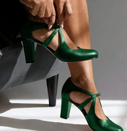 Women's Vintage Block Heel Pumps | Closed-Toe