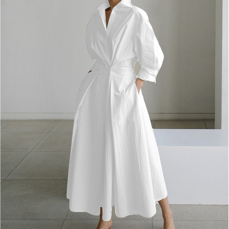 Women’s Button-Down Long Sleeve Shirt Dress | Maxi