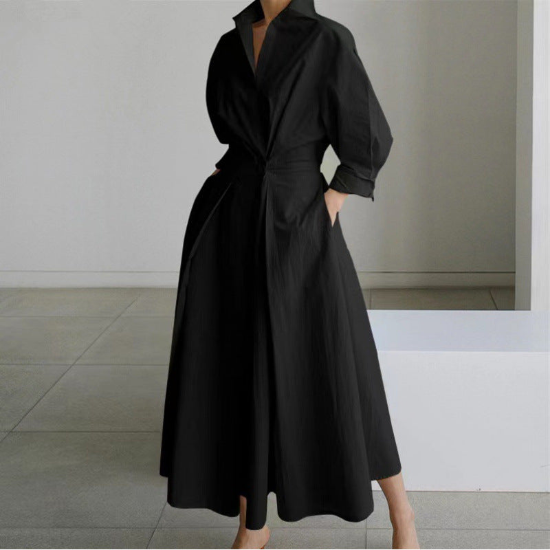 Women’s Button-Down Long Sleeve Shirt Dress | Maxi