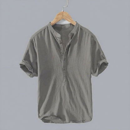 Men's Summer Casual Mandarin Collar Shirt | Short Sleeve