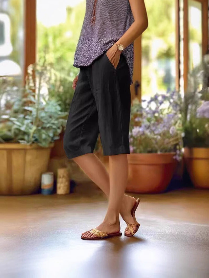 Women’s Summer Loose Fit Lounge Shorts | Knee-Length