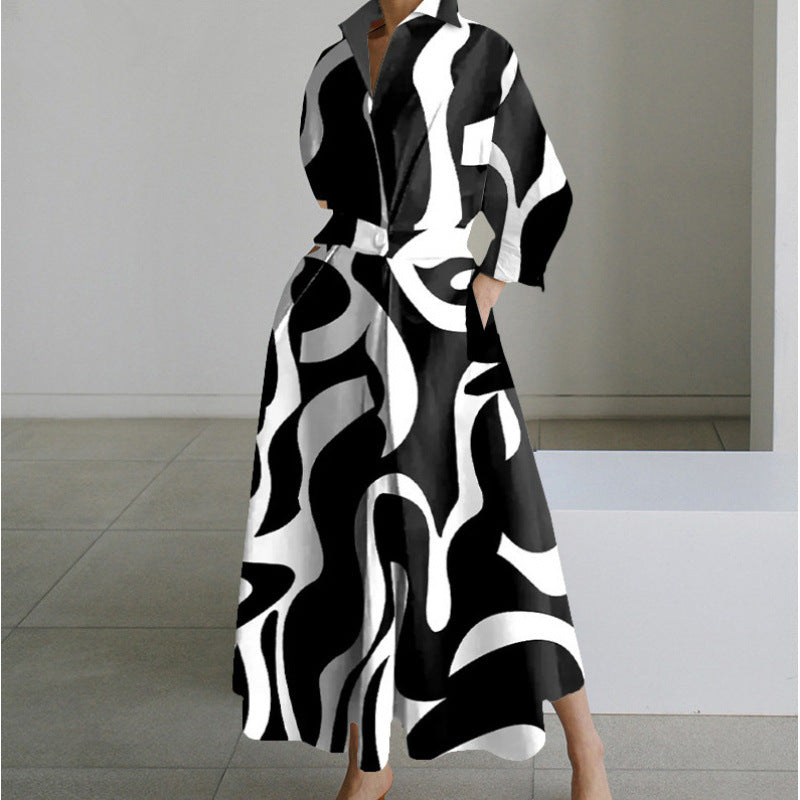 Women’s Button-Down Long Sleeve Shirt Dress | Maxi