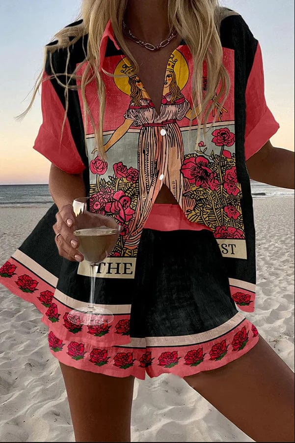 Women's Summer Two-Piece Matching Set | Shirt and Shorts